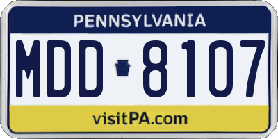 PA license plate MDD8107