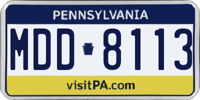 PA license plate MDD8113