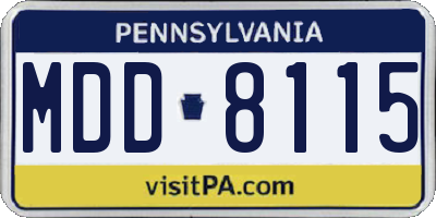 PA license plate MDD8115