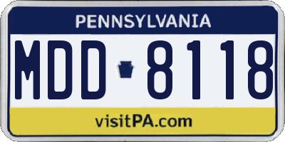 PA license plate MDD8118