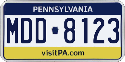 PA license plate MDD8123