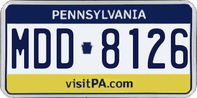PA license plate MDD8126