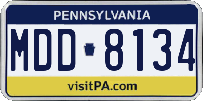 PA license plate MDD8134