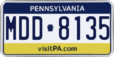 PA license plate MDD8135