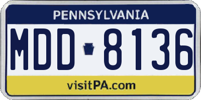 PA license plate MDD8136
