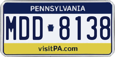 PA license plate MDD8138