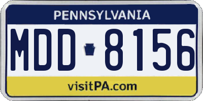 PA license plate MDD8156