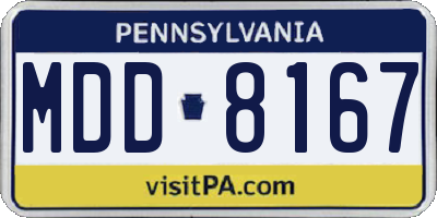 PA license plate MDD8167