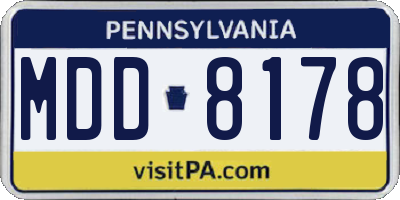 PA license plate MDD8178