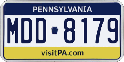 PA license plate MDD8179