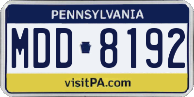 PA license plate MDD8192