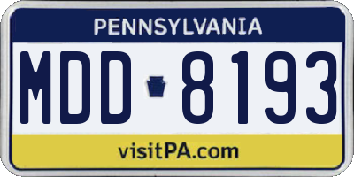 PA license plate MDD8193