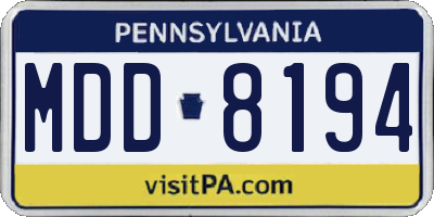 PA license plate MDD8194