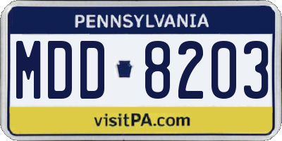 PA license plate MDD8203
