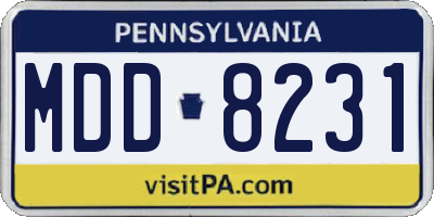 PA license plate MDD8231