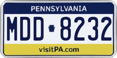 PA license plate MDD8232