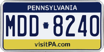 PA license plate MDD8240