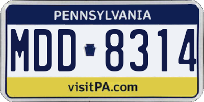 PA license plate MDD8314