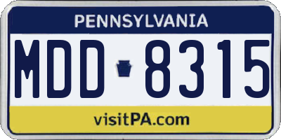 PA license plate MDD8315