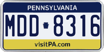 PA license plate MDD8316