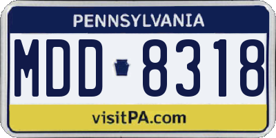 PA license plate MDD8318