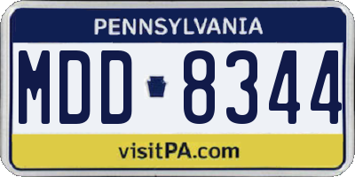 PA license plate MDD8344