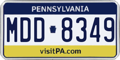 PA license plate MDD8349