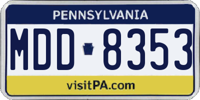 PA license plate MDD8353