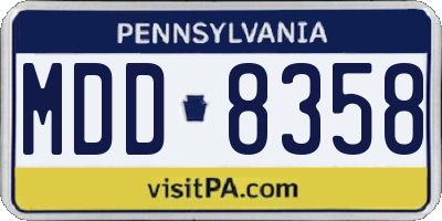 PA license plate MDD8358