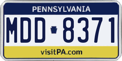 PA license plate MDD8371