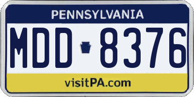 PA license plate MDD8376