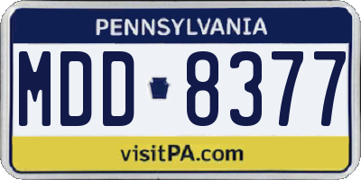 PA license plate MDD8377