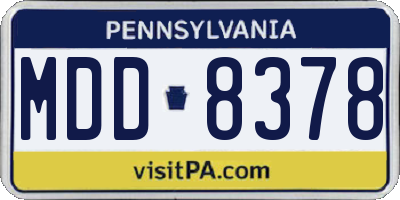 PA license plate MDD8378