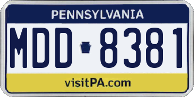 PA license plate MDD8381
