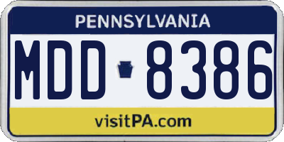 PA license plate MDD8386