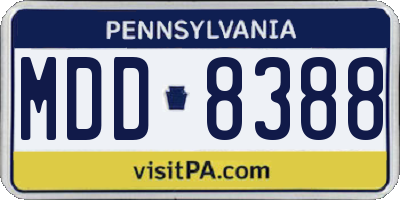 PA license plate MDD8388