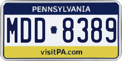 PA license plate MDD8389
