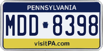 PA license plate MDD8398