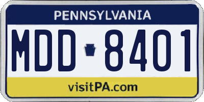 PA license plate MDD8401