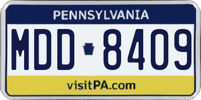 PA license plate MDD8409
