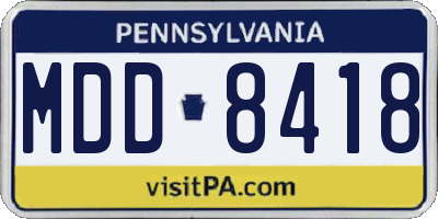 PA license plate MDD8418