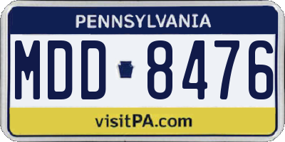 PA license plate MDD8476