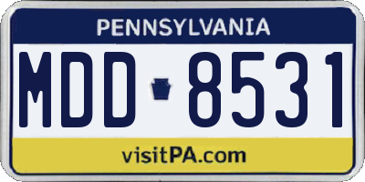 PA license plate MDD8531