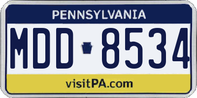 PA license plate MDD8534