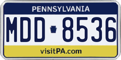 PA license plate MDD8536