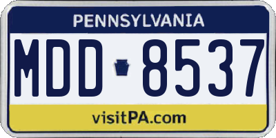 PA license plate MDD8537
