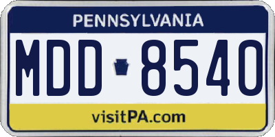 PA license plate MDD8540