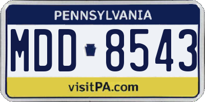 PA license plate MDD8543