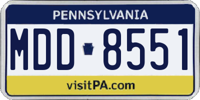 PA license plate MDD8551