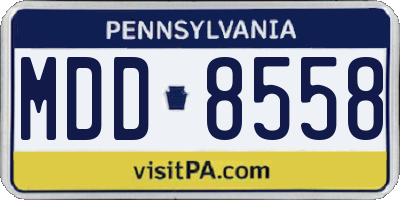PA license plate MDD8558
